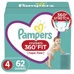 Walmart Pampers Cruisers 360 Fit Active Comfort Diapers Size 4, 62 ct offer