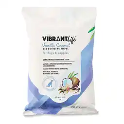 Walmart Vibrant Life Vanilla Coconut Deodorizing Wipes for Dogs & Puppies, 20 Count offer