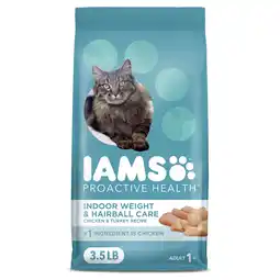 Walmart Iams Proactive Health Adult Indoor Weight Control & Hairball Control Dry Cat Food, 3.5 Lb Bag offer