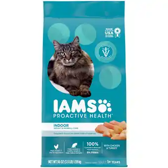 Walmart Iams Proactive Health Adult Indoor Weight Control & Hairball Control Dry Cat Food, 3.5 Lb Bag offer