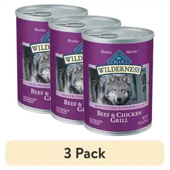 Walmart (3 pack) Blue Buffalo Wilderness Adult Wet Dog Food Beef & Chicken Grill, 12.5-oz. Can offer