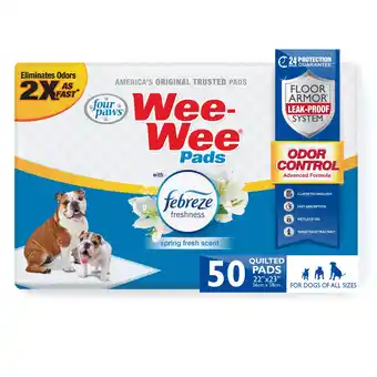 Walmart Four Paws Wee-Wee Febreze Freshness Odor Control Potty Training Dog & Puppy Pads, 50 Count offer