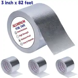 Walmart Gomok 4 Rolls Aluminum Foil Tape, 3 x 82' Thick Waterproof Heat Resistant Repair Duct Tape offer