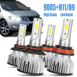 Walmart 9005+H11 LED Headlight Bulbs for Nissan Murano 2009 2010 2011 2012 2013 2014 High Low Beam 4pcs offer