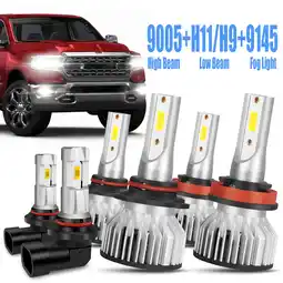 Walmart 6000K For Dodge Ram 1500 2500 3500 2009-2018 Combo LED Headlight Fog Light Bulbs offer