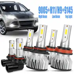 Walmart For Ford Escape 2013 2014 2015 2016 LED Headlights 9005 H11 High Low H10 Fog Light Bulbs 6pcs offer