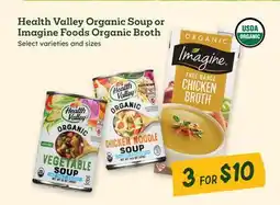 Sprouts Farmers Market Health Valley Organic Soup or Imagine Foods Organic Broth offer