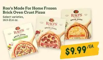 Sprouts Farmers Market Rao's Made For Home Frozen Brick Oven Crust Pizza offer