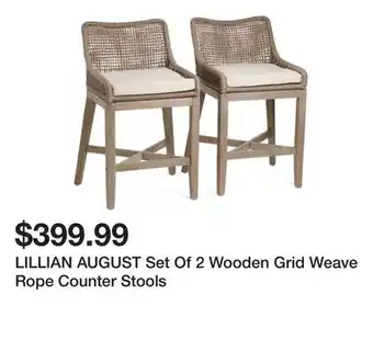 Marshalls LILLIAN AUGUST Set Of 2 Wooden Grid Weave Rope Counter Stools offer