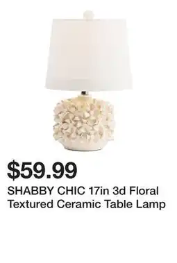 Marshalls SHABBY CHIC 17in 3d Floral Textured Ceramic Table Lamp offer