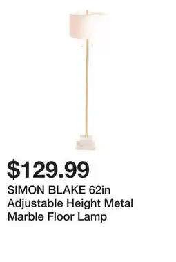 Marshalls SIMON BLAKE 62in Adjustable Height Metal Marble Floor Lamp offer