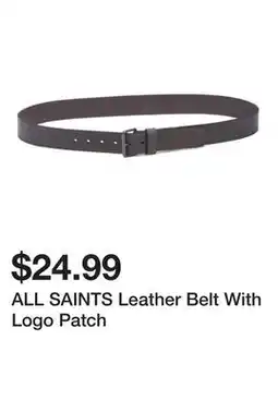 Marshalls ALL SAINTS Leather Belt With Logo Patch offer