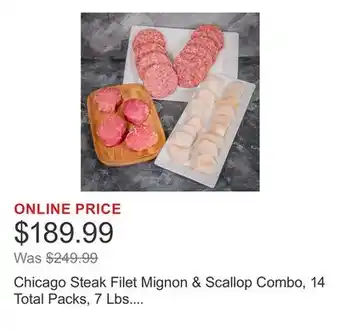 Costco Chicago Steak Filet Mignon & Scallop Combo, 14 Total Packs, 7 Lbs. Total offer