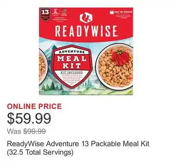 Costco ReadyWise Adventure 13 Packable Meal Kit (32.5 Total Servings) offer