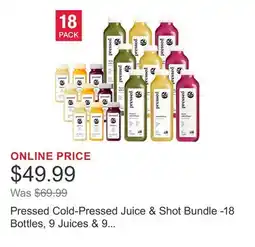 Costco Pressed Cold-Pressed Juice & Shot Bundle -18 Bottles, 9 Juices & 9 Shots offer