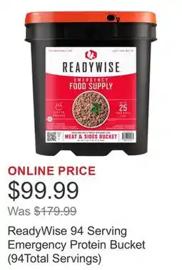 Costco ReadyWise 94 Serving Emergency Protein Bucket (94Total Servings) offer