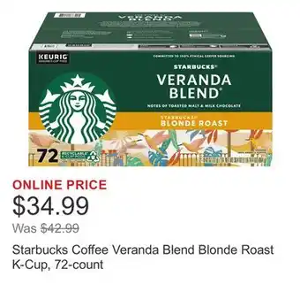 Costco Starbucks Coffee Veranda Blend Blonde Roast K-Cup, 72-count offer