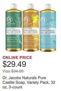 Costco Dr. Jacobs Naturals Pure Castile Soap, Variety Pack, 32 oz, 3-count offer