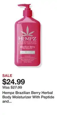 Ulta Beauty Hempz Brazilian Berry Herbal Body Moisturizer With Peptide and Amino Acids offer