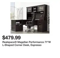 Office Depot Realspace Magellan Performance 71W L-Shaped Corner Desk, Espresso offer