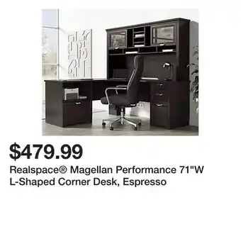 Office Depot Realspace Magellan Performance 71W L-Shaped Corner Desk, Espresso offer