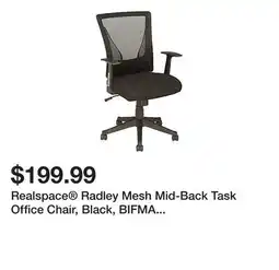 Office Depot Realspace Radley Mesh Mid-Back Task Office Chair, Black, BIFMA Compliant offer