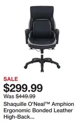 Office Depot Shaquille O'Neal Amphion Ergonomic Bonded Leather High-Back Executive Office Chair, Black offer