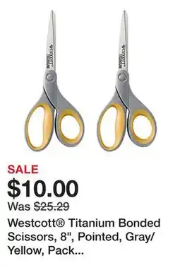 Office Depot Westcott Titanium Bonded Scissors, 8, Pointed, Gray/Yellow, Pack Of 2 offer