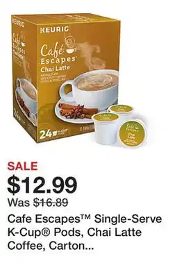 Office Depot Cafe Escapes Single-Serve K-Cup Pods, Chai Latte Coffee, Carton Of 24 offer