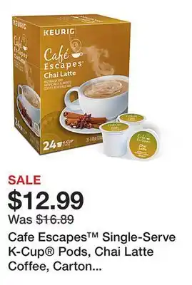 Office Depot Cafe Escapes Single-Serve K-Cup Pods, Chai Latte Coffee, Carton Of 24 offer