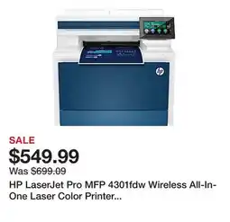 Office Depot HP LaserJet Pro MFP 4301fdw Wireless All-In-One Laser Color Printer (4RA82F) offer