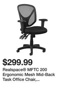 Office Depot Realspace MFTC 200 Ergonomic Mesh Mid-Back Task Office Chair, Black, BIFMA Compliant offer