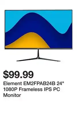 Office Depot Element EM2FPAB24B 24 1080P Frameless IPS PC Monitor offer