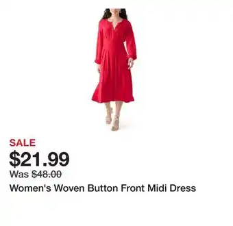 Belk Women's Woven Button Front Midi Dress offer