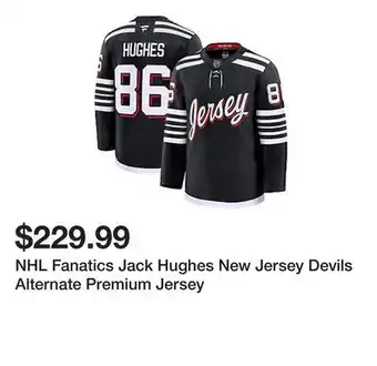 Belk NHL Fanatics Jack Hughes New Jersey Devils Alternate Premium Jersey offer