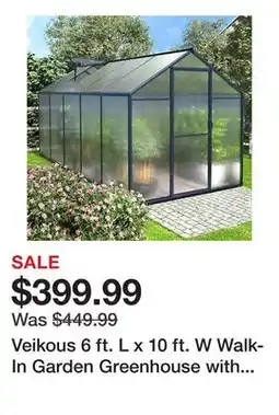 Tractor Supply Company Veikous 6 ft. L x 10 ft. W Walk-In Garden Greenhouse with Adjustable Roof for Outdoor offer