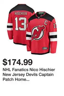 Belk NHL Fanatics Nico Hischier New Jersey Devils Captain Patch Home Breakaway Jersey offer