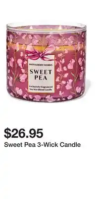 Bath & Body Works Sweet Pea 3-Wick Candle offer