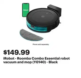 Best Buy iRobot - Roomba Combo Essential robot vacuum and mop (Y0140) - Black offer