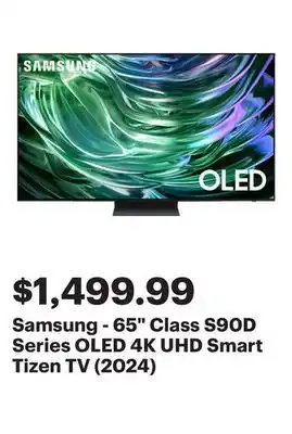 Best Buy Samsung - 65 Class S90D Series OLED 4K UHD Smart Tizen TV (2024) offer