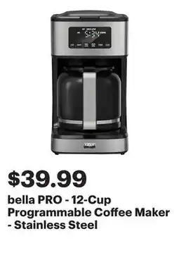 Best Buy bella PRO - 12-Cup Programmable Coffee Maker - Stainless Steel offer