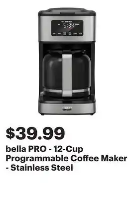 Best Buy bella PRO - 12-Cup Programmable Coffee Maker - Stainless Steel offer