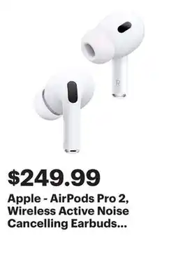 Best Buy Apple - AirPods Pro 2, Wireless Active Noise Cancelling Earbuds with Hearing Aid Feature - White offer