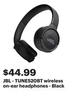 Best Buy JBL - TUNE520BT wireless on-ear headphones - Black offer