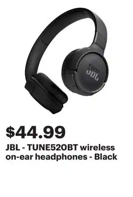 Best Buy JBL - TUNE520BT wireless on-ear headphones - Black offer