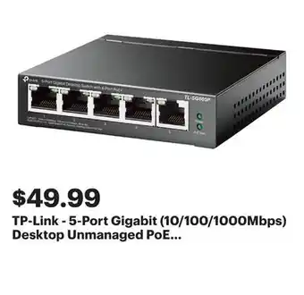 Best Buy TP-Link - 5-Port Gigabit (10/100/1000Mbps) Desktop Unmanaged PoE Switch - Black offer