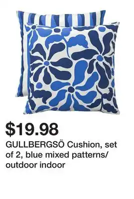 Ikea GULLBERGSÖ Cushion, set of 2, blue mixed patterns/outdoor indoor offer