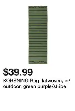 Ikea KORSNING Rug flatwoven, in/outdoor, green purple/stripe offer