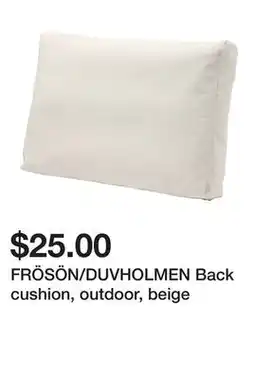 Ikea FRÖSÖN/DUVHOLMEN Back cushion, outdoor, beige offer