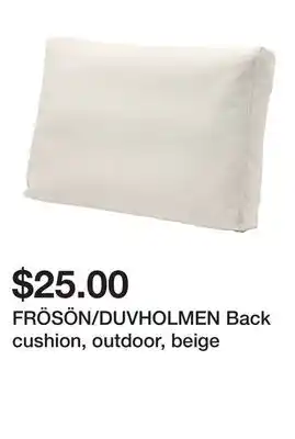 Ikea FRÖSÖN/DUVHOLMEN Back cushion, outdoor, beige offer